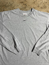 Load image into Gallery viewer, 90’s Nike Heather Gray Center Swoosh Long Sleeve Tee - L
