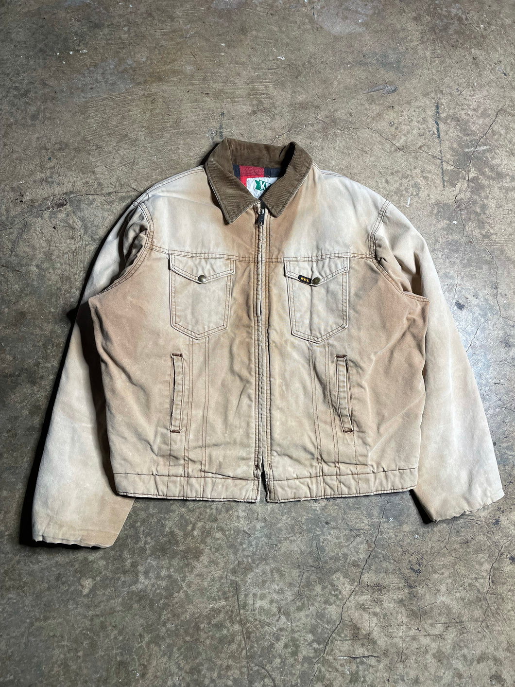 90’s Faded Key Flannel Lined Work Jacket - XL