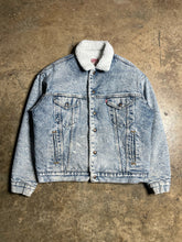 Load image into Gallery viewer, 90’s Acid Washed Levis Sherpa Denim Trucker - L
