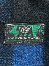 Load image into Gallery viewer, 50’s/60’s Black &amp; Blue Buffalo Check Black Bear Wool Coat - L
