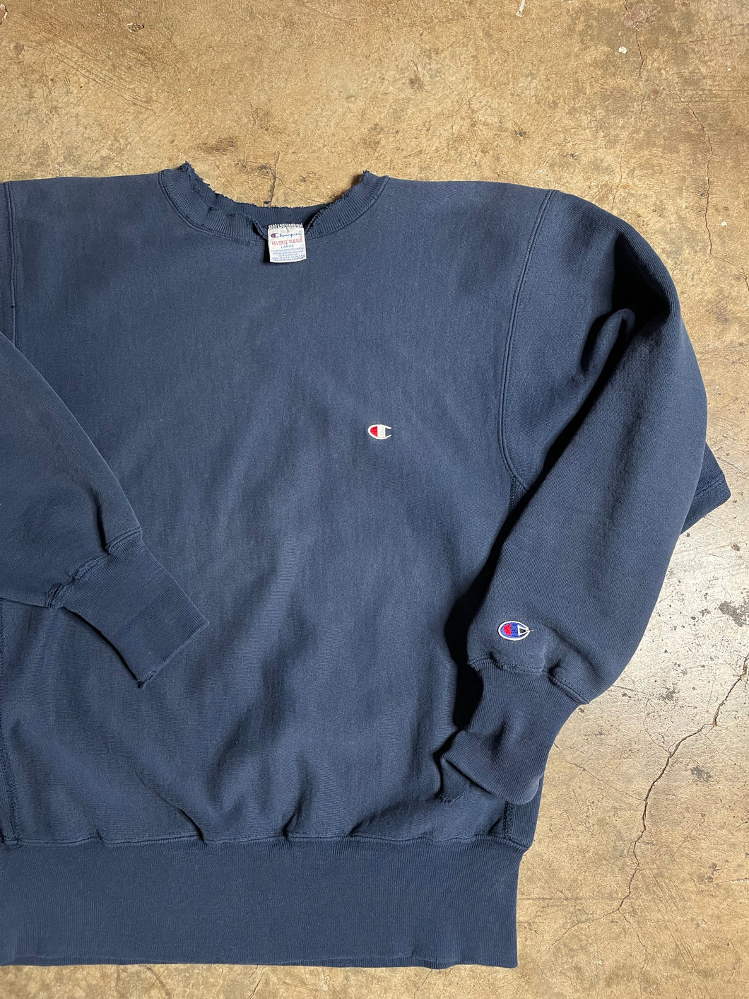 90’s Navy Champion Reverse Weave Crewneck - L