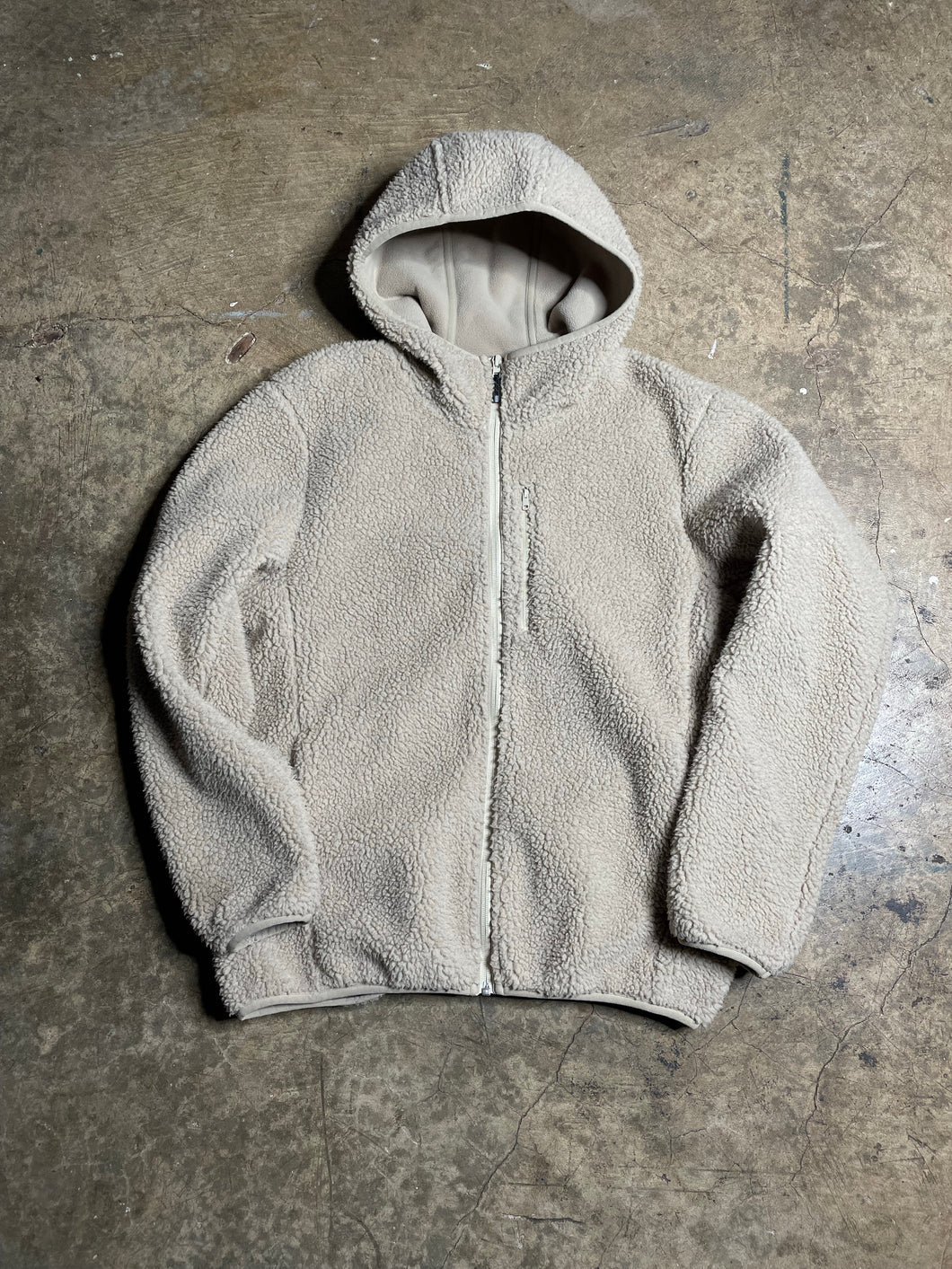 Y2K Uniqlo Oatmeal Hooded Fleece - L